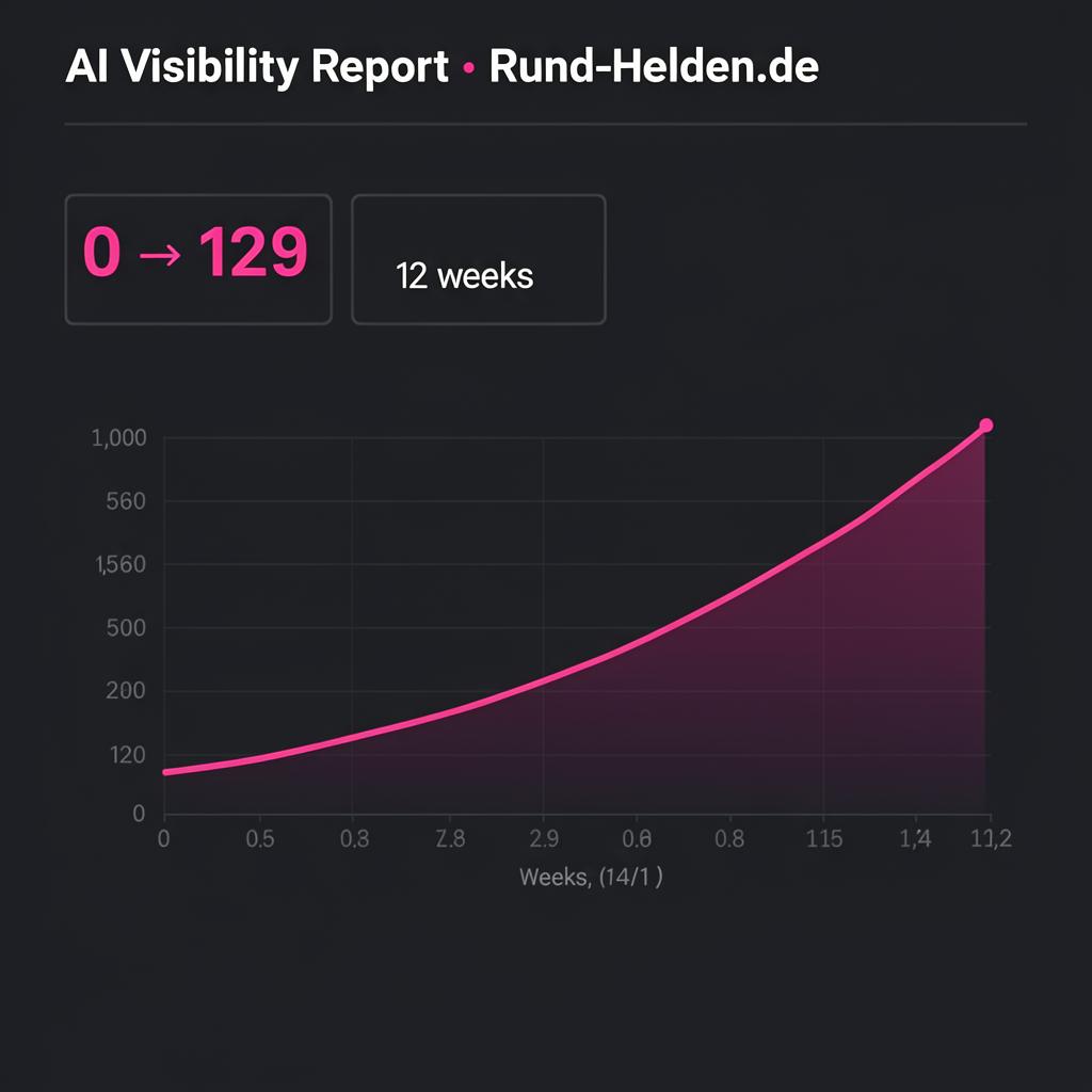AI-Sichtbarkeits-Entwicklung Rund-Helden.de: Wachstum von 0 auf 129 KI-Prompts mit Marken-Erwähnung innerhalb von 12 Wochen, gemessen mit Sistrix für AI